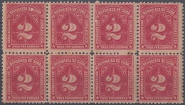 1914-114 CUBA REPUBLICA. 1914. Ed.6. 2c TASA POR COBRAR. POSTAGE DUE. BLOCK 8. ORIGINAL GUM. - Neufs