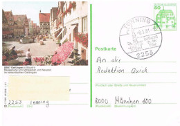 Deutschland Bildpostkarte Oettingen Bayern - Romantische Altstadt - Marktplatz, Brunnen; Stempel Tönning - Geïllustreerde Postkaarten - Gebruikt