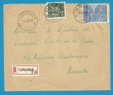 768+771 Op Brief Aangetekend Met Stempel FLORENNES (VK) - 1948 Export