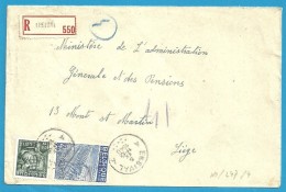 768+771 Op Brief Aangetekend Met Stempel ENSIVAL (VK) - 1948 Export