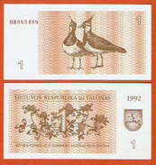 LITHUANIA 1 Talonas 1992 UNC  P39 - Lituanie