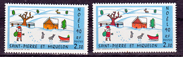 Saint Pierre Et Miquelon 533 Père Noel Variété Jaune Orange Et Rouge  Neuf ** MNH Sin Charmela - Sin Dentar, Pruebas De Impresión Y Variedades