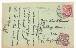 Carte Postale Envoyée à Esher (England) - Taxée - Voir Scan - Tasse