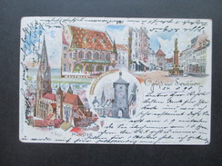 AK 1898 Gruss Aus Freiburg Mehrbildkarte Kaufhaus / Schwabenthor / Münster. Künstlerkarte K. Fuchs - Greetings From...