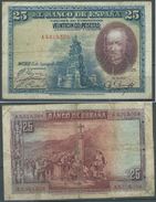 ESPAGNE SPANIEN SPAIN ESPAÑA 25 PTAS 15-08-1923 BENDED CON DOBLEZ - 1-2-5-25 Peseten