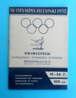 OLYMPIC GAMES HELSINKI 1952. Finland - GYMNASTICS Old Rare Official Programme * Olympia Olympiade Programm Programma - Libri