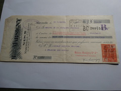 Timbre Fiscal Sur Reçu (Maison MARSIGNY-VINS) à Marcinelle-Charleroi  -1927- - Documents