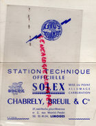 87 - LIMOGES - CARTE STATION TECHNIQUE SOLEX- CHABRELY BREUIL-27 RUE HOCHE PLACE MARCEAU -VOITURE ARONDE 1964 - Cars