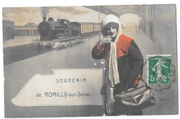 ROMILLY SUR SEINE (10) Carte Fantaisie Train Souvenir - Romilly-sur-Seine