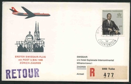 1966 Liectenstein, Primo Volo First Fly Erstflug Swissair Zurigo - Zagabria, Timbro Di Arrivo - Covers & Documents