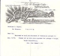 COURRIER JOHN TRUMAN & CO LACE MANUFACTURERS NOTTINGHAM 1905 - Royaume-Uni