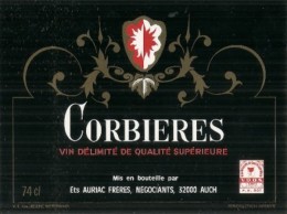 étiquette - Années 1960/1990* -CORBIERE  établissement Aurillac Freres - Négociants à AUCH - Weisswein