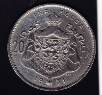 BELGIUM MORIN CAT N°  377a  TTB+   1931  FL.  (b1563) - 20 Francs & 4 Belgas