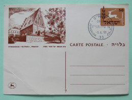 Israel 1958 FDC Stationery Cover - Deer - Synagogue Of Prague - Storia Postale