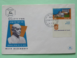 Israel 1959 FDC Cover - 50 Anniv. Of Tel Aviv - Buildings - Meir Dizengoff - Briefe U. Dokumente