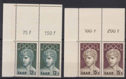 Saar 1956 Olympic Games Mi#371-372 Mint Never Hinged Pairs With Margins - Unused Stamps