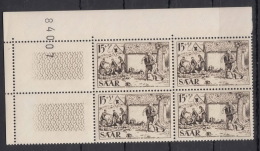 Saar 1956 Mi#370 Mint Never Hinged Block Of Four With Margins - Unused Stamps