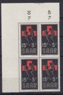Saar 1955 Mi#360 Mint Never Hinged Block Of Four With Margins - Unused Stamps
