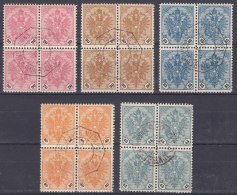 Austria Feldpost Occupation Of Bosnia 1901 Mi#24-28 Used Blocks Of Four - Gebraucht