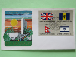 United Nations (New York) 1983 FDC Cover - Flags United Kingdom Barbados Nepal Israel - Lettres & Documents