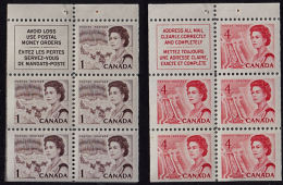 A0847 CANADA 1967, SG 579a & 582a From 25c Booklet SB59   MNH - Volledige Velletjes