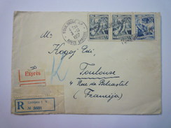 ENVELOPPE  REC  Au Départ De  LJUBLJANA 1 B  à Destination De TOULOUSE  1957   - Cartas & Documentos