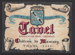 Etiquette De Vin Tavel  Récolté Par Les Pères De La Sainte Famille - Chateau De Manissy  à  Tavel (30)  -  Thème Blason - Nouveau Millénaire/An 2000