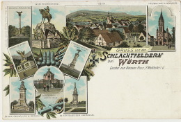 Litho Gruss Von Den Schlachtfeldern Bei Worth Gasthof Zum Weissen Ross E. Wahlhuter Edit Metz Tubingen - Wörth