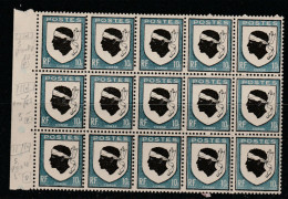 FRANCE N° 755 10 C OUTREMER ET NOIR BLASON DE LA CORSE DIVERSES VARIETES BLOC DE 15 NEUF SANS CHARNIERE - Unused Stamps