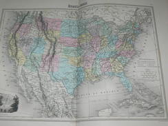 ATLAS UNIVERSEL MIGEON/ 1881 /2 GRAVURES " ETATS UNIS " USA WASHINGTON NEWYORK   FORMAT 48X35 CM CARTE ET STATISTIQUE - Geographical Maps