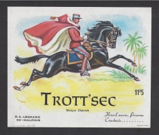 Etiquette De Vin  -  Trott'sec  -  Cavalier  Cheval  -  Legrand à Maurois  (59) - Caballos