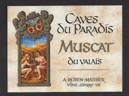 Etiquette De Muscat Du Valais  -  Caves Du Paradis  A. Roten Mathier  à  Sterre  (Suisse)  -  Thème Couple - Parejas