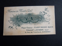 CARTE PARFUMÉE - ERIZMA - MIMOSA DE MONTE-CARLO - LOTION DE MÉDICIS - - Anciennes (jusque 1960)