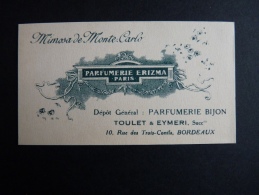 CARTE PARFUMÉE - ERIZMA - MIMOSA DE MONTE-CARLO - DOS VIERGE - - Anciennes (jusque 1960)