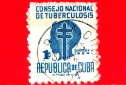 CUBA - Usato - 1954 - Tasse Postali - Croce Di Lorena - TBC - Pro Tubercolosi - 1 Blu - Usados