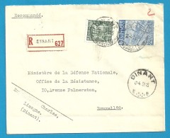 768+771 Op Brief Aangetekend Met Stempel DINANT , 2 Types Op één Brief !! (VK) - 1948 Export