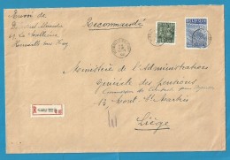 768+771 Op Brief Aangetekend Met Stempel HERMALLE-SOUS-HUY  (VK) - 1948 Export