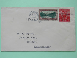 New Zealand 1946 Cover Invercargill To Christchurch - Lake Matheson - St. Paul Cathedral London - Covers & Documents