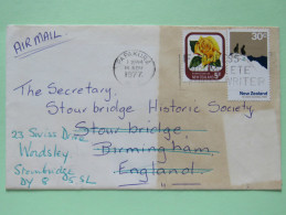 New Zealand 1977 Cover Papakura To England - Flower Rose - Mt Cook National Park - Storia Postale