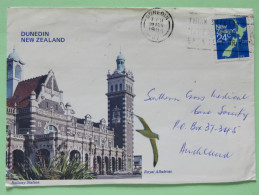 New Zealand 1984 Illustrate Cover Dunedin To Auckland - Map - Castle Cathedral Library - Lettres & Documents
