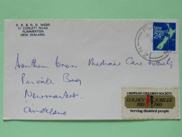 New Zealand 1985 Cover To Auckland - Map - Crippled Children Soc. Label - Briefe U. Dokumente