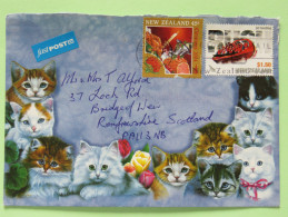 New Zealand 2005 Cat Illustrated Cover Auckland To Scotland U.K. - Jet Boating - Christmas - Covers & Documents