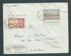 Tonga 1955 Registered Cover With 2 X 1953 Definitives To Tunisia - Tonga (1970-...)