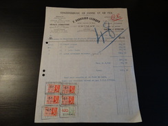 Timbres Fiscaux Sur Facture . Chaudronnerie En Cuivre Et En Fer P.DUBUISSON-LEURQUIN à CHIMAY.-1937 - Documents