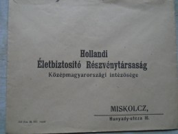 D143032  HUNGARY-Unsent Cover -Hollandi Életbiztostó RT   - Miskolcz Hunyady  Utcza  16 - Covers & Documents