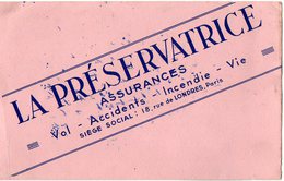 VP6282 - Buvard - LA PRESERVATRICE Assurances à Paris Rue De Londres - Bank & Insurance