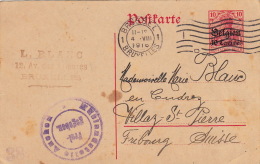 Carte Entier Postal Brussel Deutsches Reich >> Suisse 1916 - OC1/25 Generalgouvernement 