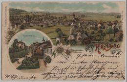 Gruss Aus Kirchberg Toggenburg - Hauptstrasse, Totalansicht - Farbige Litho Carl Künzli No. 2146 - Feldpost N. Urnäsch - Kirchberg