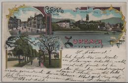 Gruss Aus Zurzach - Hauptstrasse, Schloss Mandach U. Burg, Promenade - Farbige Litho - Ambulant UPU Nach Lachen - Zurzach