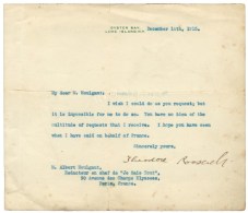 ROOSEVELT Théodore (1858-1919), 26e Président Des Etats-Unis (1901-1909). - Andere & Zonder Classificatie